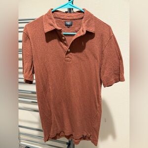 Faherty burnt orange linen blend polo shirt